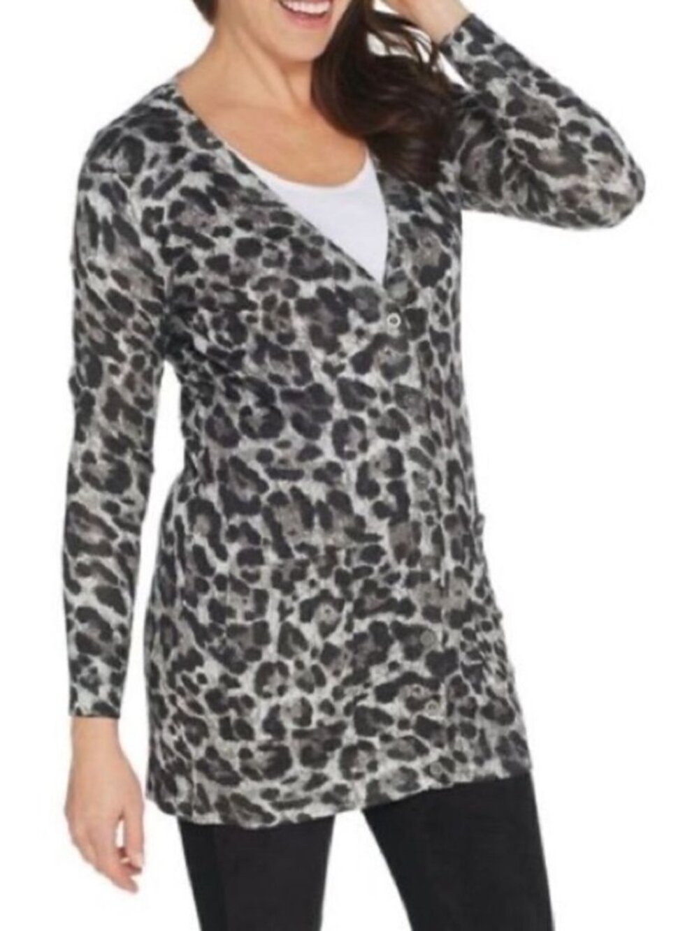 Lisa Rinna Collection Button Boyfriend Cardigan